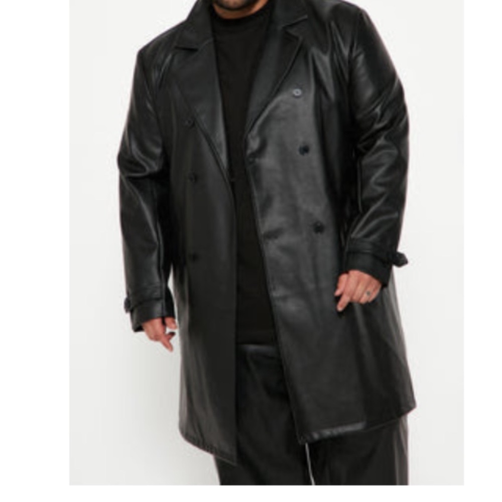 Men’s Faux Leather Trench